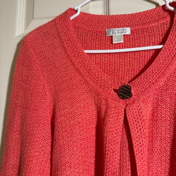 Christopher & Banks Vibrant Coral Cardigan Size S - Picture 2 of 10